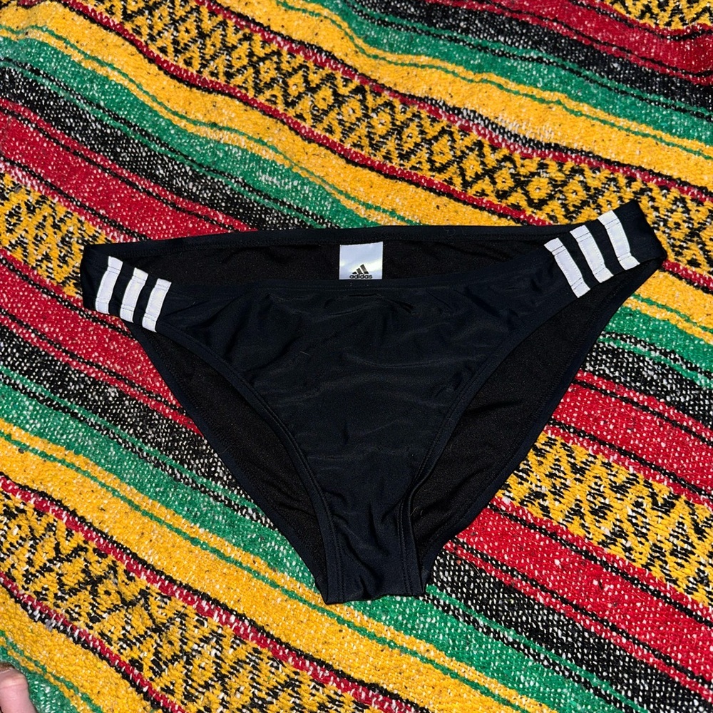Adidas Black Bikini Bottom w/ White Stripes